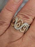 0.60 CTW Diamond Swirl Ring in 14k White And Rose Gold, Size 8.25