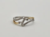 0.38 CTW Diamond Swirl Ring in 14kt White and Yellow Gold, Size 6.5