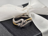 0.38 CTW Diamond Swirl Ring in 14kt White and Yellow Gold, Size 6.5