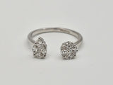 0.52 CTW Diamond Toi Et Moi Ring in 14k White Gold, Size 7.5