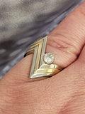 0.21CT. Diamond Chevron Ring in 14kt White and Yellow Gold, Size 6