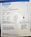 0.56CT. Emerald and Diamond Pendant Necklace in 14kt White Gold
