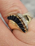 0.62 CTW Sapphire And Diamond Ring in 14kt Yellow and White Gold, Size 5.5