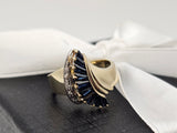 0.62 CTW Sapphire And Diamond Ring in 14kt Yellow and White Gold, Size 5.5