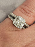 0.97 CTW Diamond Engagement Ring in 14k White Gold, Black Diamond Accents, Size 6.75