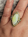 7.35CT. Opal and Diamond Ring in 18kt Yellow Gold, Size 7.5
