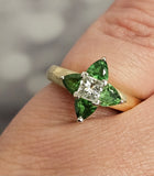 Tsavorite Garnet and Diamond Ring in 14kt Yellow and White Gold, Size 7