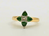 Tsavorite Garnet and Diamond Ring in 14kt Yellow and White Gold, Size 7
