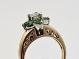 Tsavorite Garnet and Diamond Ring in 14kt Yellow and White Gold, Size 7