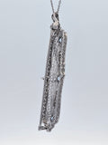 Aquamarine and Diamond Filigree Brooch Pendant Necklace in 14kt White Gold