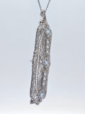 Aquamarine and Diamond Filigree Brooch Pendant Necklace in 14kt White Gold