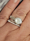 Sterling Silver Pearl Ring Size 7