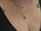 Green Sapphire and Diamond Pendant Necklace in 14k Yellow Gold