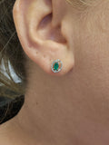 0.42 CTW Emerald and Diamond Earrings in 14k White Gold