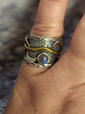 Sterling Silver Labradorite Moon Ring