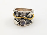 Sterling Silver Labradorite Moon Ring