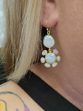 Sterling Silver Gold Vermeil Pearl and Moonstone Earrings