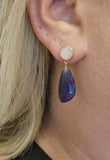 Sterling Silver Rose Gold Vermeil Rose Quartz and Amethyst Earrings