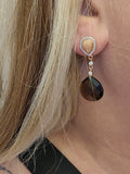 Sterling Silver Rose Gold Vermeil Agate and Smoky Quartz Earrings