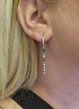 Sterling Silver Green Cubic Zirconia Hoop Dangle Earrings