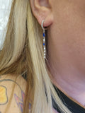 Sterling Silver Blue Cubic Zirconia Hoop Dangle Earrings
