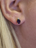 Amethyst and Diamond Earrings in 18k Yellow Gold