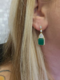 Sterling Silver Gold Vermeil Green Cubic Zirconia Earrings