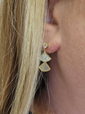 Sterling Silver Gold Vermeil Cubic Zirconia and Mother of Pearl Earrings
