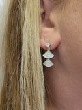 Sterling Silver Cubic Zirconia and Mother of Pearl Earrings