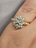 0.92 CTW Diamond Cluster Ring in 14kt Yellow and White Gold, Size 7