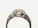 0.28 CTW Round Cut Diamond Filigree Engagement Ring in 18k White Gold, Size 4