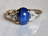 2.47CT. Star Sapphire and Diamond Ring in 14kt White Gold, Size 7.25