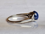2.47CT. Star Sapphire and Diamond Ring in 14kt White Gold, Size 7.25