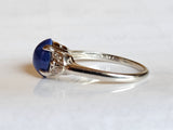 2.47CT. Star Sapphire and Diamond Ring in 14kt White Gold, Size 7.25