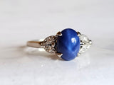 2.47CT. Star Sapphire and Diamond Ring in 14kt White Gold, Size 7.25