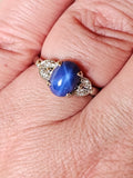 2.47CT. Star Sapphire and Diamond Ring in 14kt White Gold, Size 7.25