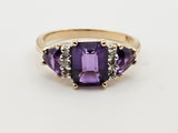 1.80 CTW Amethyst and Diamond Ring in 14k Yellow Gold, Size 7.75