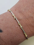 Two Tone Textured Link Bracelet in 14kt Gold