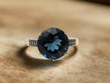 14k Yellow Gold Blue Topaz Engagement Ring