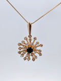 Sapphire and Diamond Spray Necklace in 14k Yellow Gold