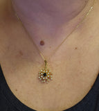 Sapphire and Diamond Spray Necklace in 14k Yellow Gold