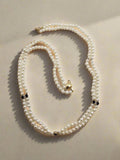 Freshwater Pearl, Diamond, and Sapphire Necklace in 14k Yellow Gold