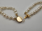 Freshwater Pearl, Diamond, and Sapphire Necklace in 14k Yellow Gold