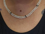Freshwater Pearl, Diamond, and Sapphire Necklace in 14k Yellow Gold