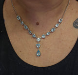 Sterling Silver Blue Topaz Frontal Drop Necklace