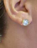 Moonstone Stud Earrings in 14k Yellow Gold