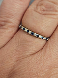Sapphire and Diamond Wedding Band in 14k White Gold, Size 7.5