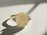 Opal and Diamond Ring in 14k Yellow Gold, Size 7.5