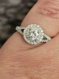 1.04 CTW Diamond Halo Engagement Ring in 14k White Gold, Size 6.25