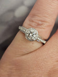 0.64 CTW Diamond Halo Engagement Ring in 14k White Gold, Size 7